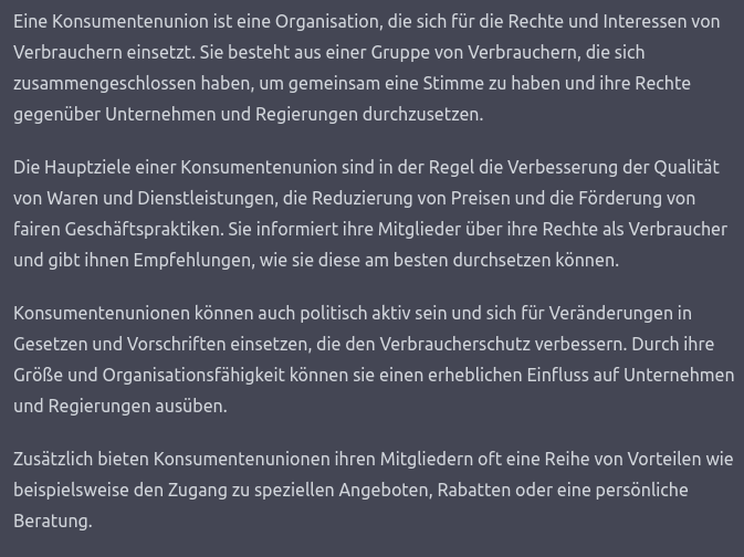 Definition Konsumentenunion